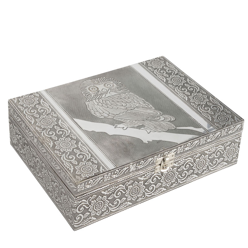 OWL TIN JEWELRY BOX