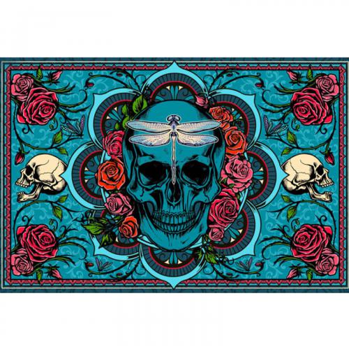 SKULL AND ROSES 3D TAPESTRY