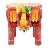 HAND PAINTED WOODEN STOOL RED 1